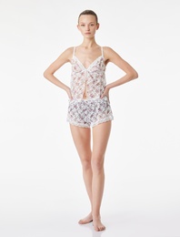 Dantelli Çiçek Desenli Şort Pijama Altı