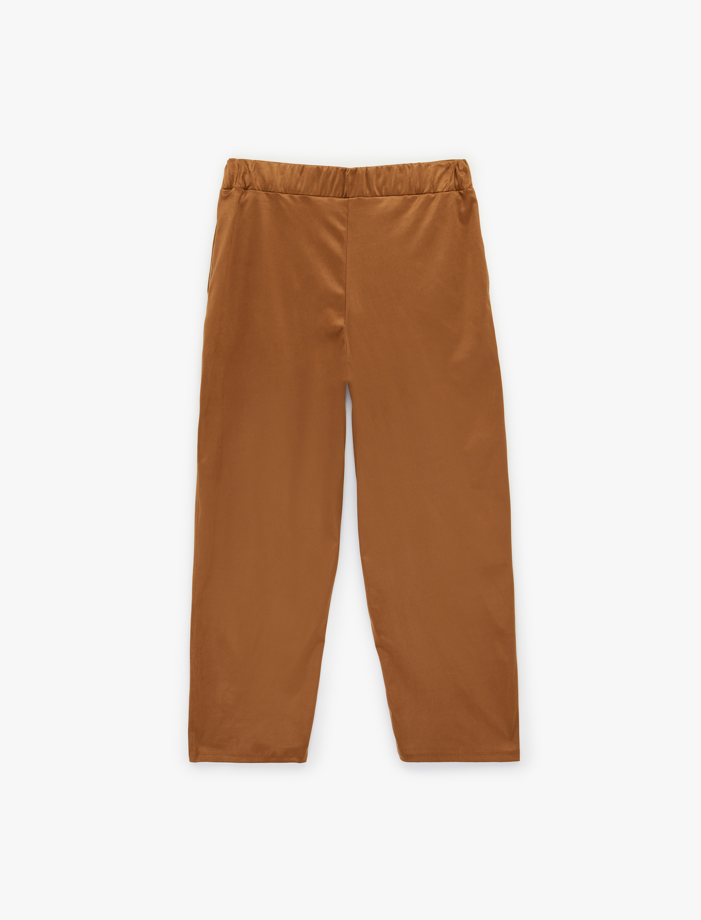   Slim Fit Süet Görünümlü Kemer Detaylı Pantolon