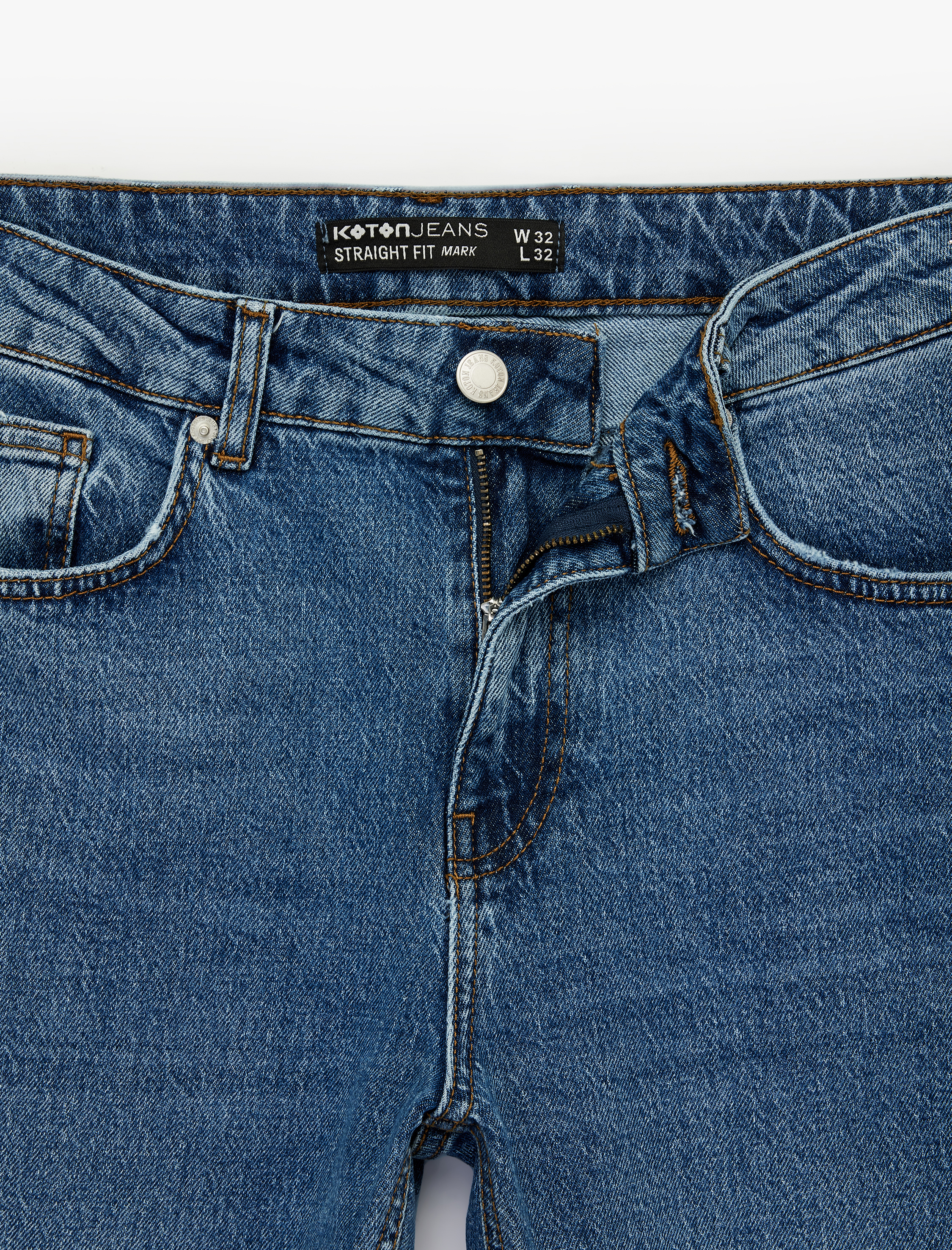   Normal Bel Düz Paça Pamuklu Straight Jean Pantolon - Mark Jean