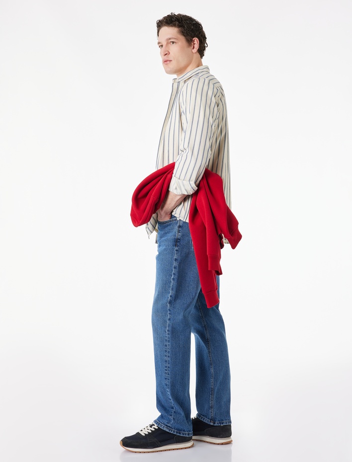  Normal Bel Düz Paça Pamuklu Straight Jean Pantolon - Mark Jean