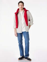 Normal Bel Düz Paça Pamuklu Straight Jean Pantolon - Mark Jean