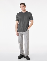 Regular Fit Bisiklet Yaka Pamuklu Basic Kısa Kollu Tişört