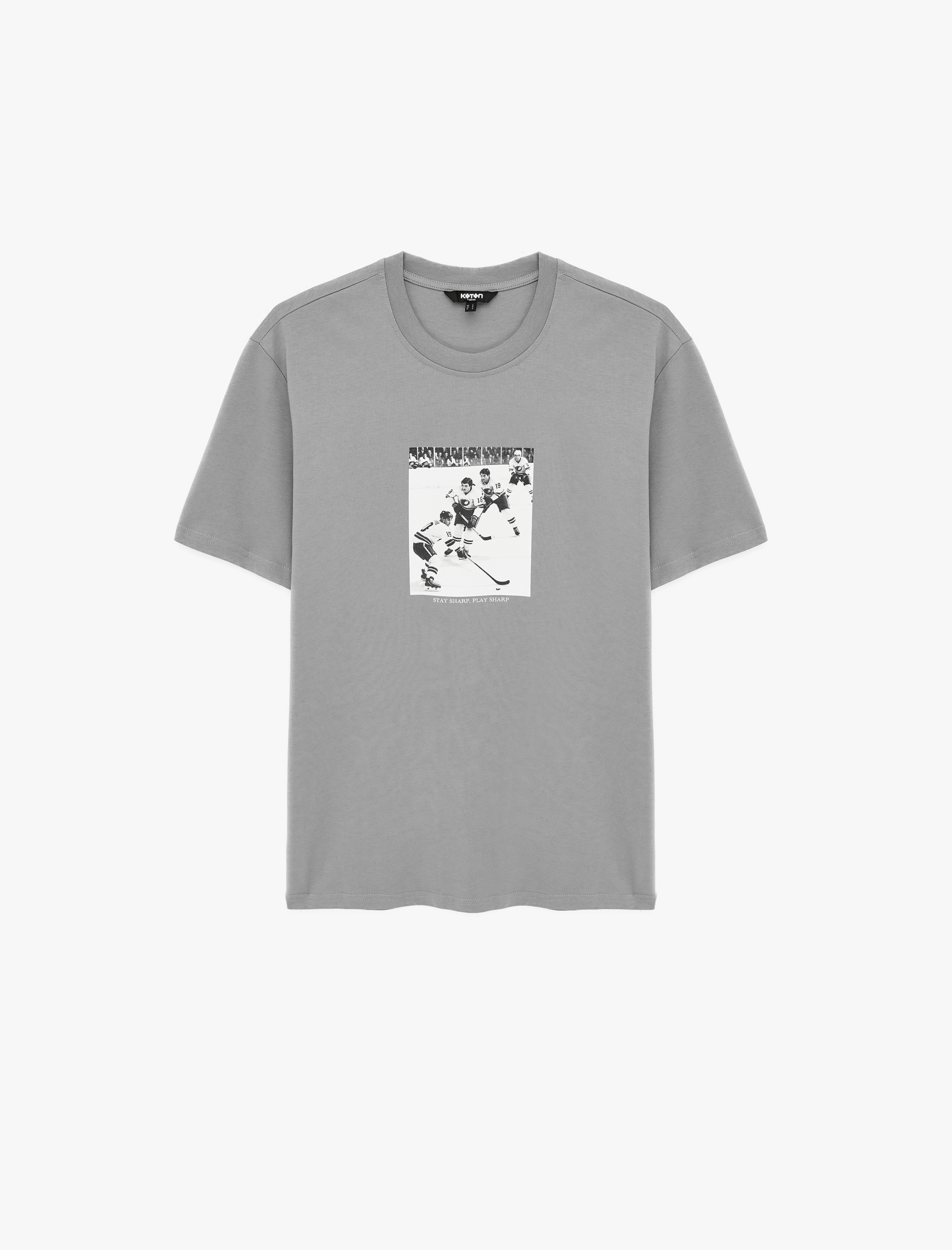   Regular Fit Kısa Kollu Bisiklet Yaka Pamuklu Baskılı Tişört