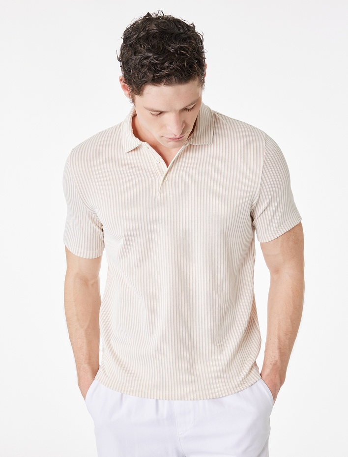  Regular Fit Kısa Kollu Düğmeli Polo Yaka Tişört