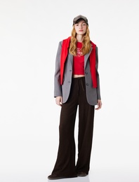 Bürümcük Kumaş Beli Bağcıklı Geniş Paça Pantolon