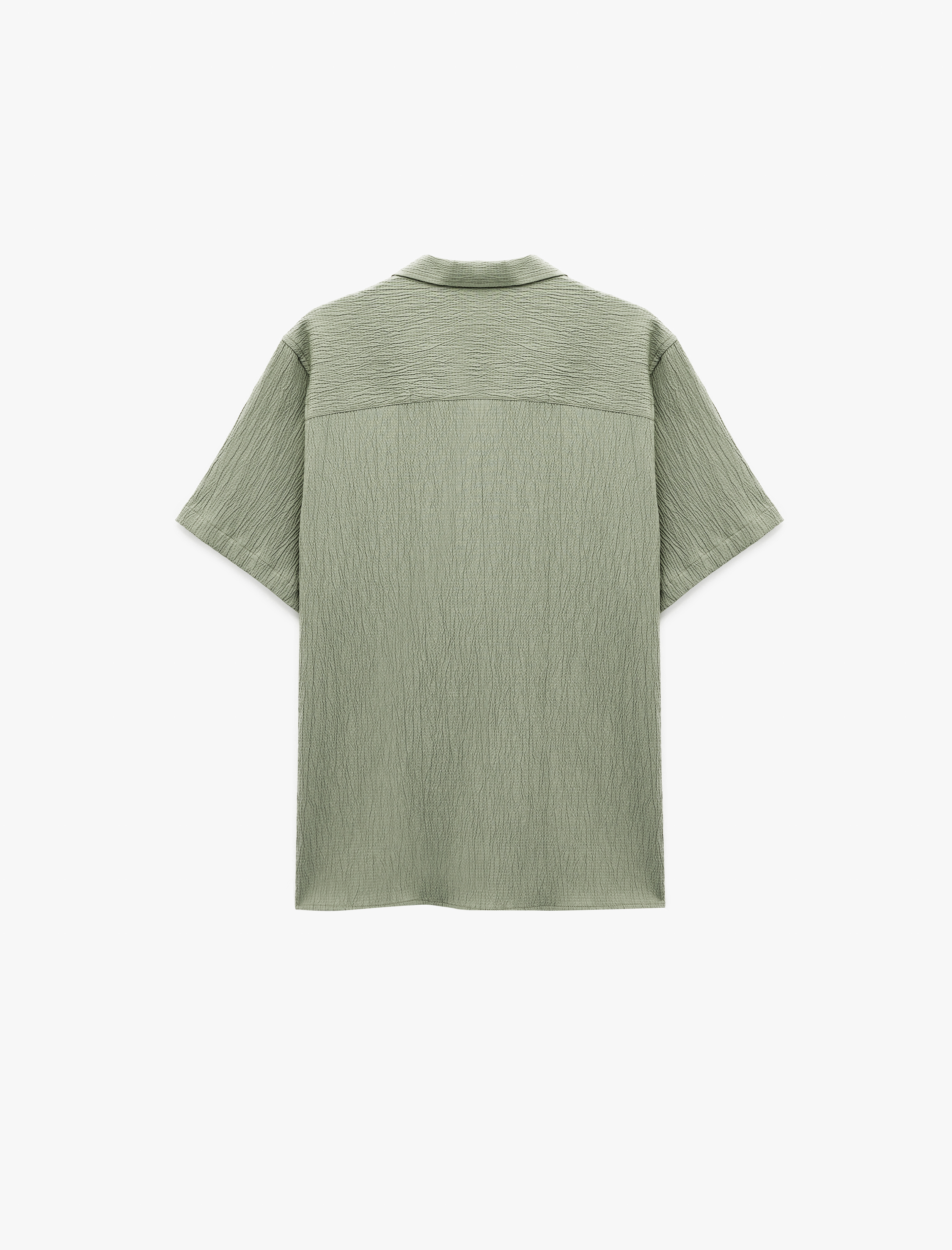   Regular Fit Kısa Kollu Dokulu Apaş Yaka Gömlek