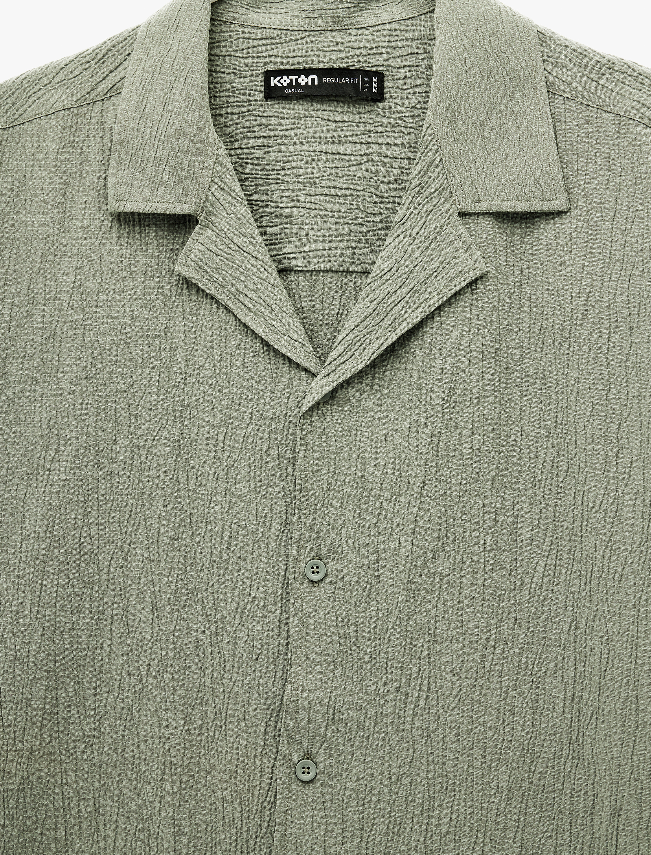   Regular Fit Kısa Kollu Dokulu Apaş Yaka Gömlek