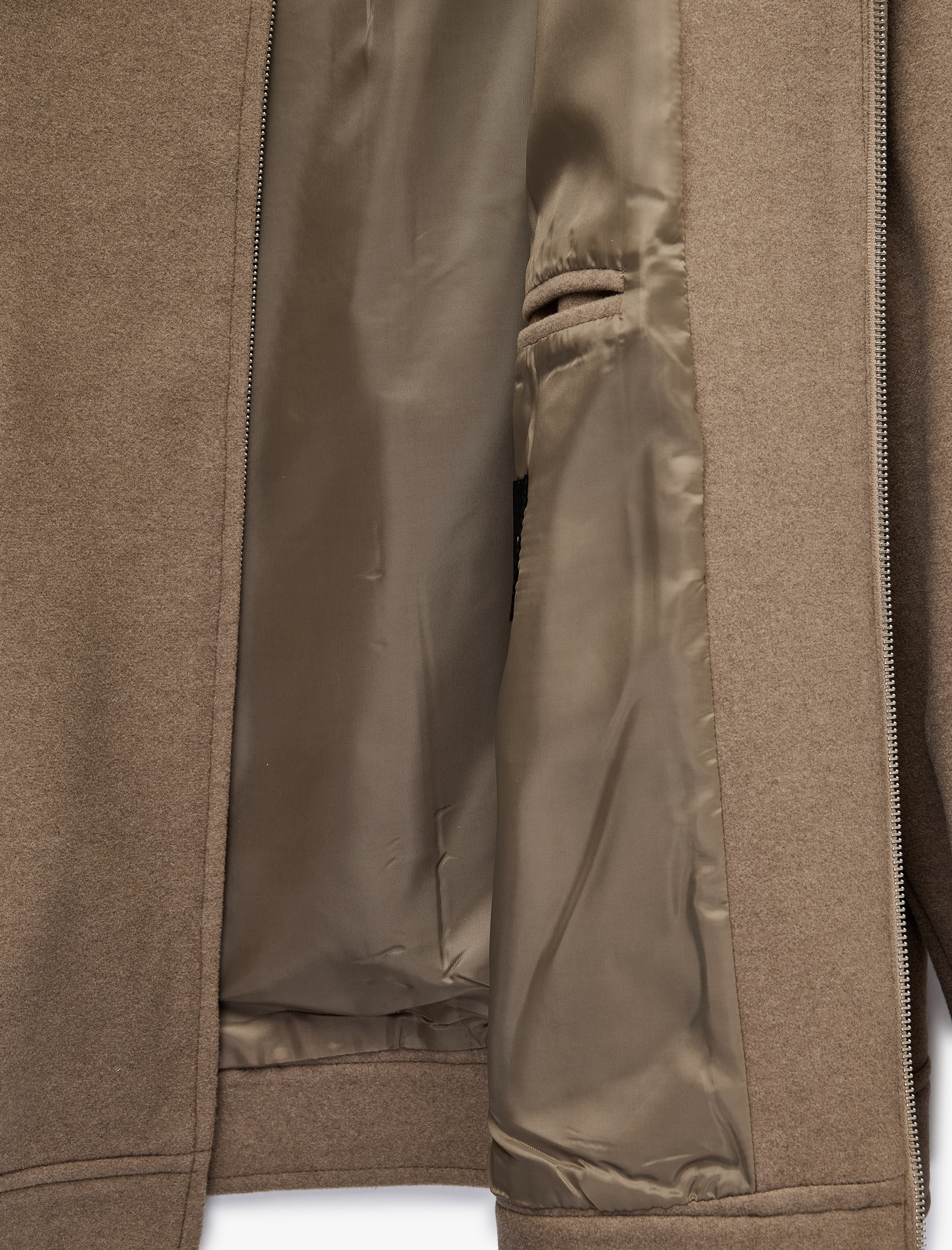   Regular Fit Uzun Kollu Cepli Fitilli Yaka Detaylı Fermuarlı Kaşe Ceket