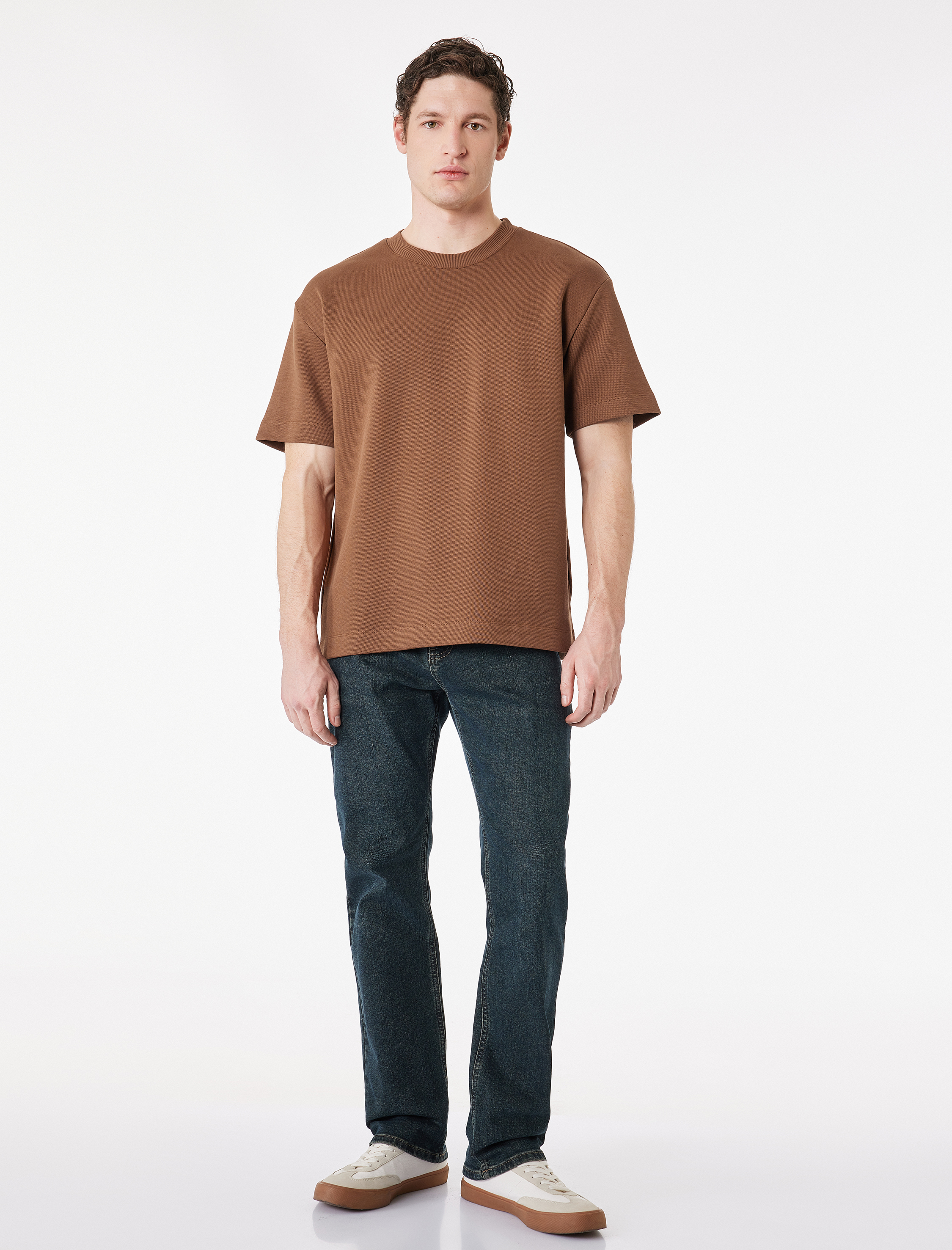   Rahat Kalıp Kısa Kollu Pike Kumaş Pamuklu Bisiklet Yaka Basic Tişört