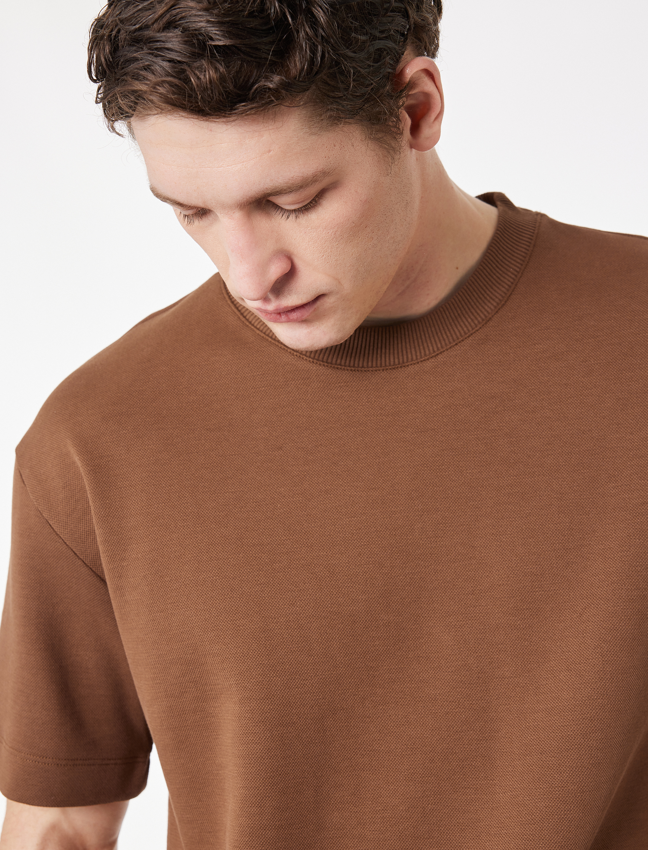   Rahat Kalıp Kısa Kollu Pike Kumaş Pamuklu Bisiklet Yaka Basic Tişört