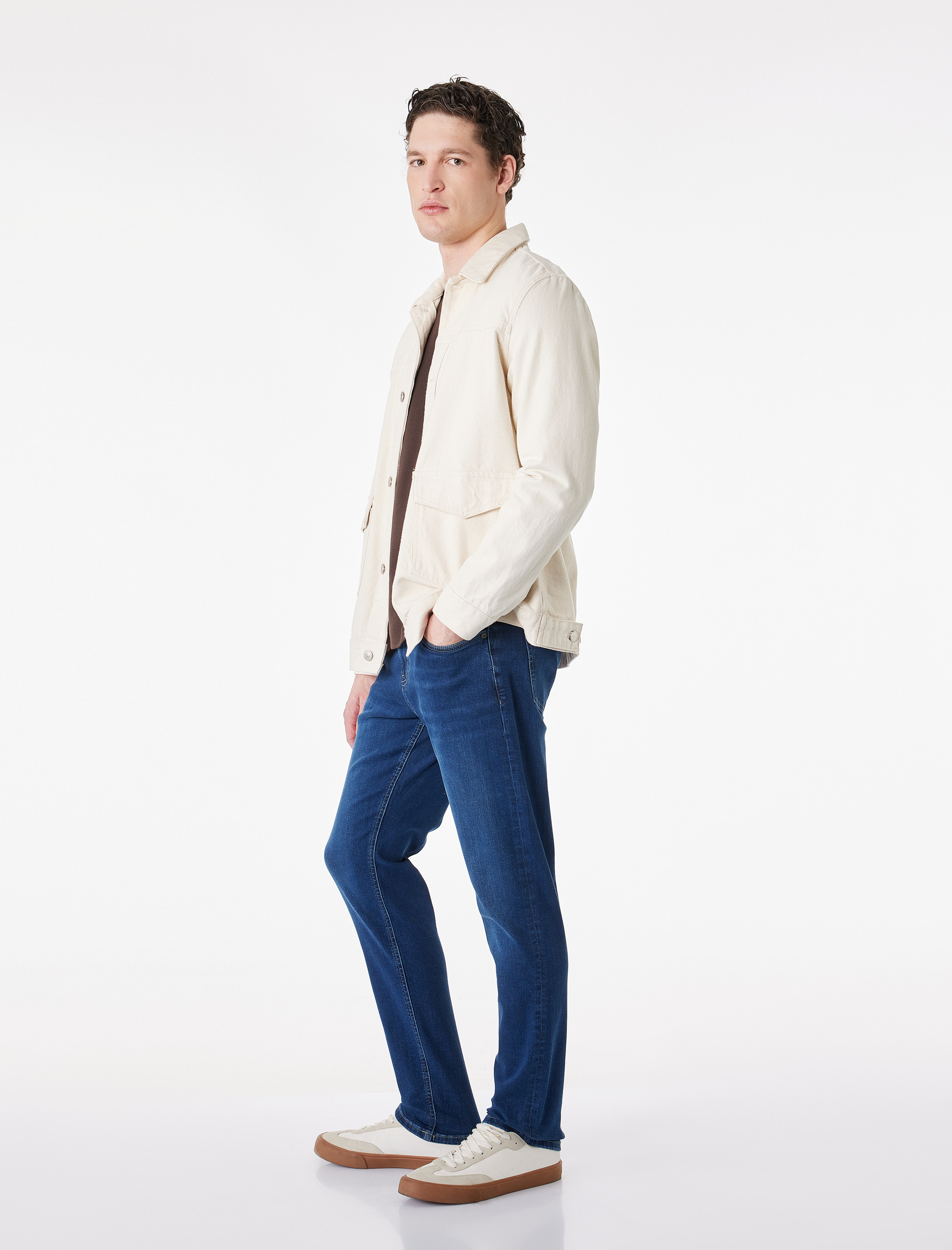   Düğmeli Cep Detaylı Normal Bel Slim Fit Jean Pantolon - Brad Jean