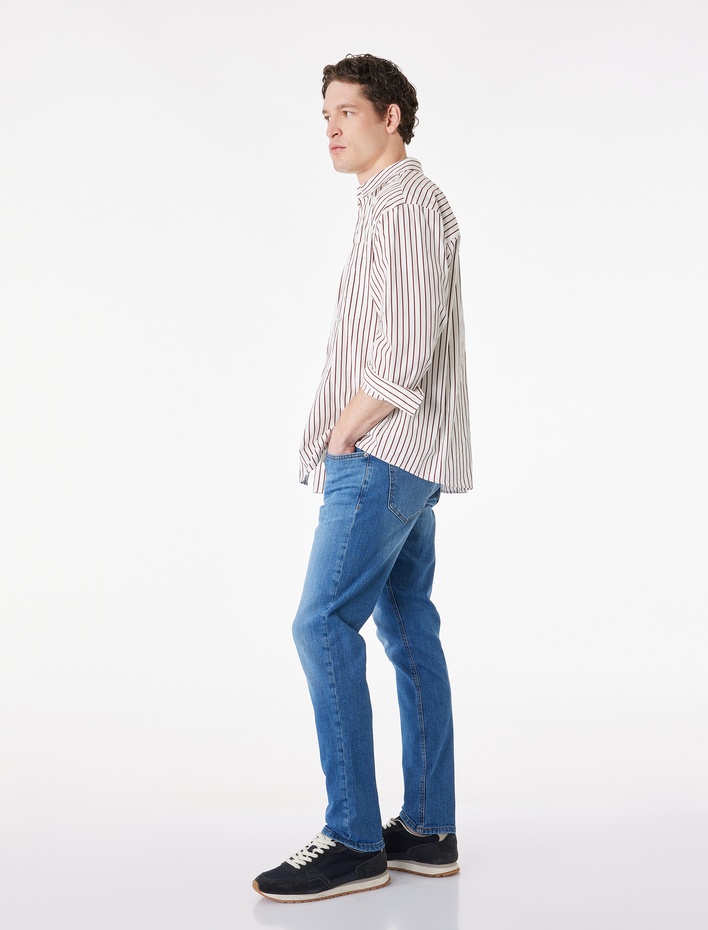  Normal Bel Pamuklu Slim Fit Jean Pantolon - Brad Jean