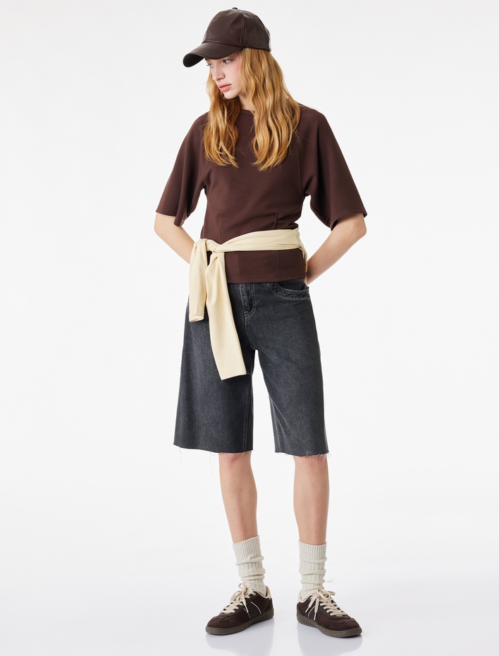  Slim Fit Kısa Kollu Bisiklet Yaka Modal Karışımlı Tişört