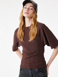 Slim Fit Kısa Kollu Bisiklet Yaka Modal Karışımlı Tişört