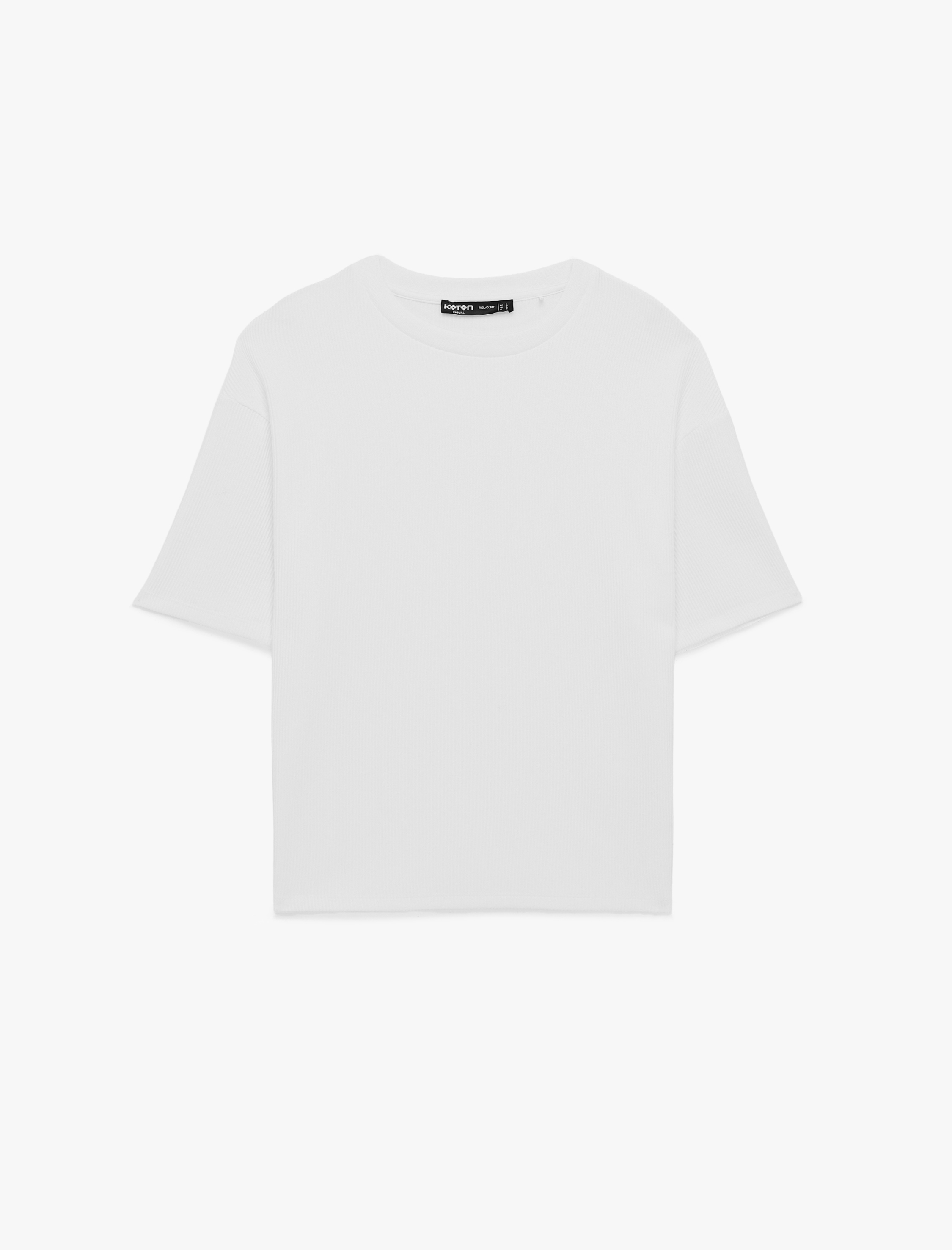   Kısa Kollu Bisiklet Yaka Pamuklu Basic Oversize Tişört