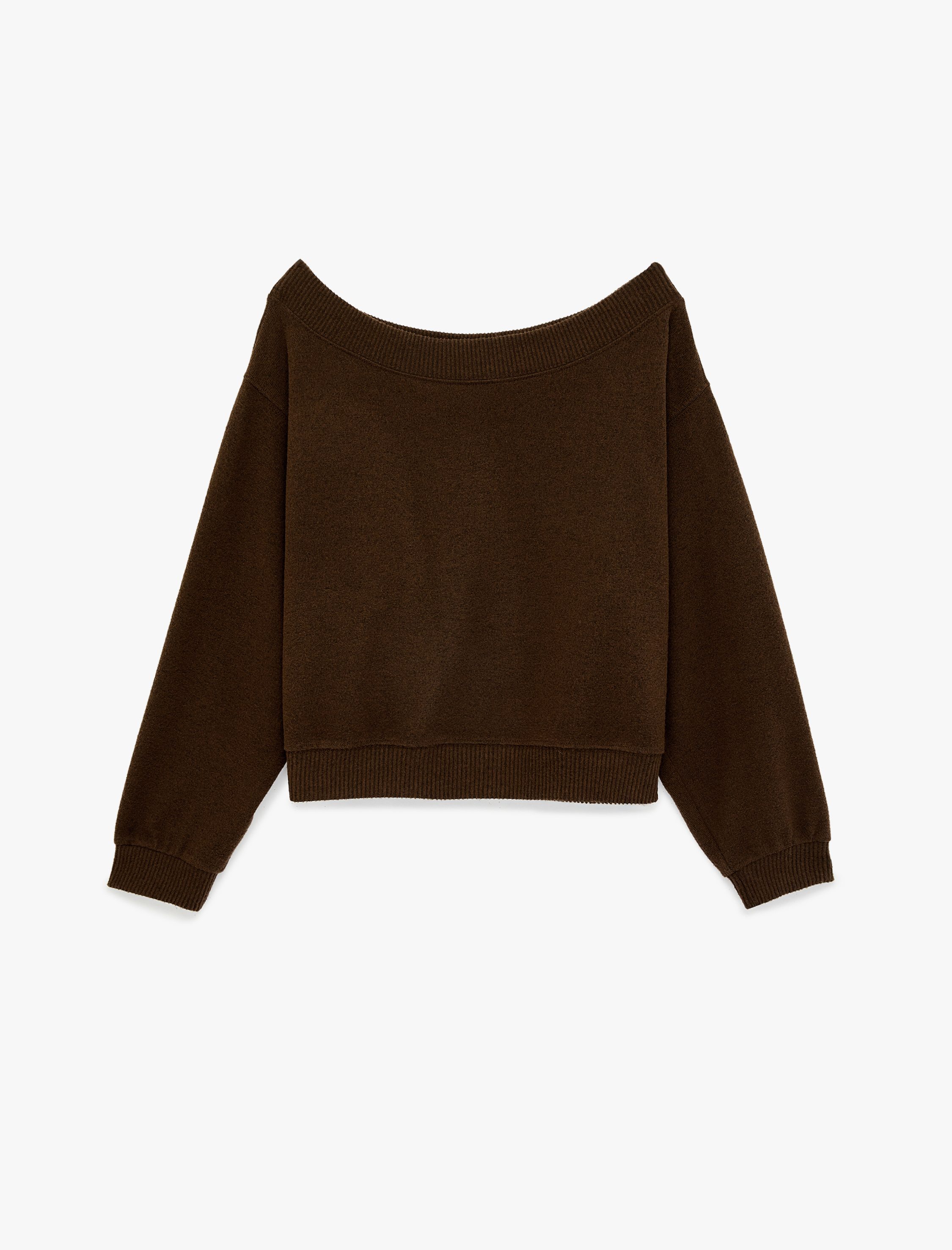   Uzun Kollu Yumuşak Dokulu Omzu Açık Tişört