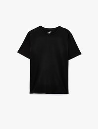 Kısa Kollu Rahat Kalıp Bisiklet Yaka Basic Spor Tişört