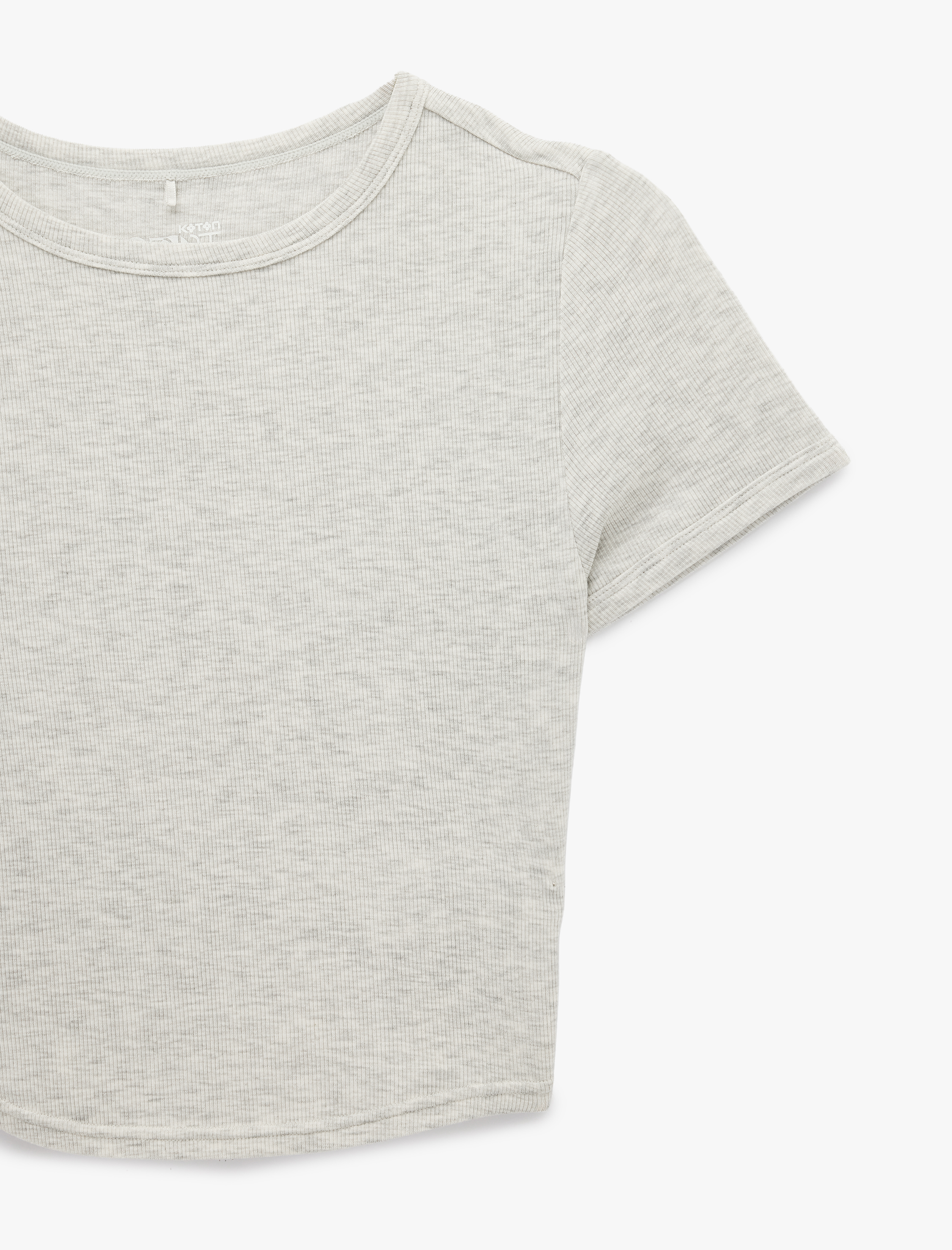   Kısa Kollu Bisiklet Yaka Slim Fit Modal Crop Spor Tişört