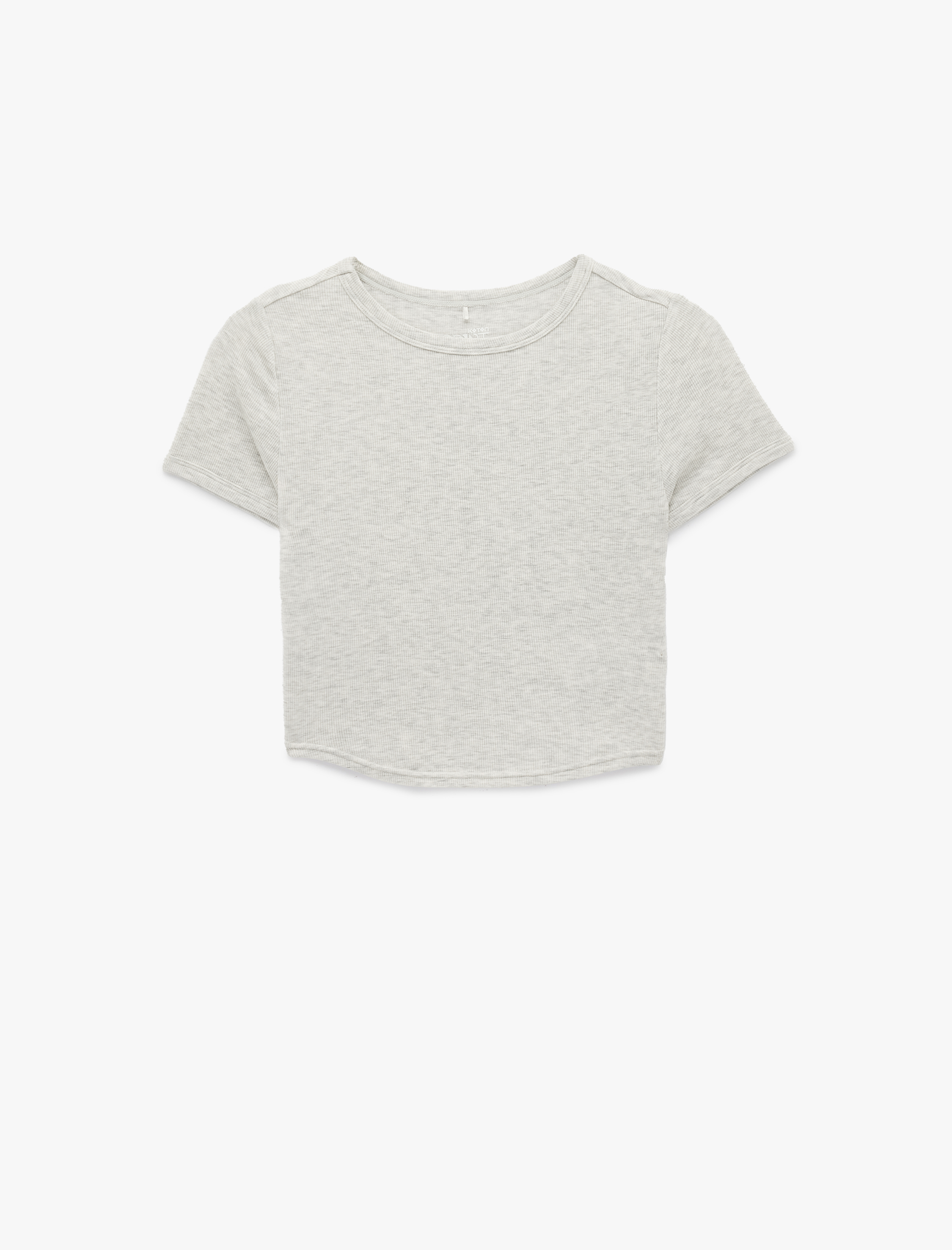   Kısa Kollu Bisiklet Yaka Slim Fit Modal Crop Spor Tişört