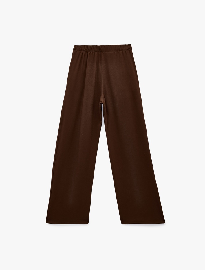  Beli Lastikli Cepli Viskon Rahat Kalıp Geniş Paça Eşofman Altı