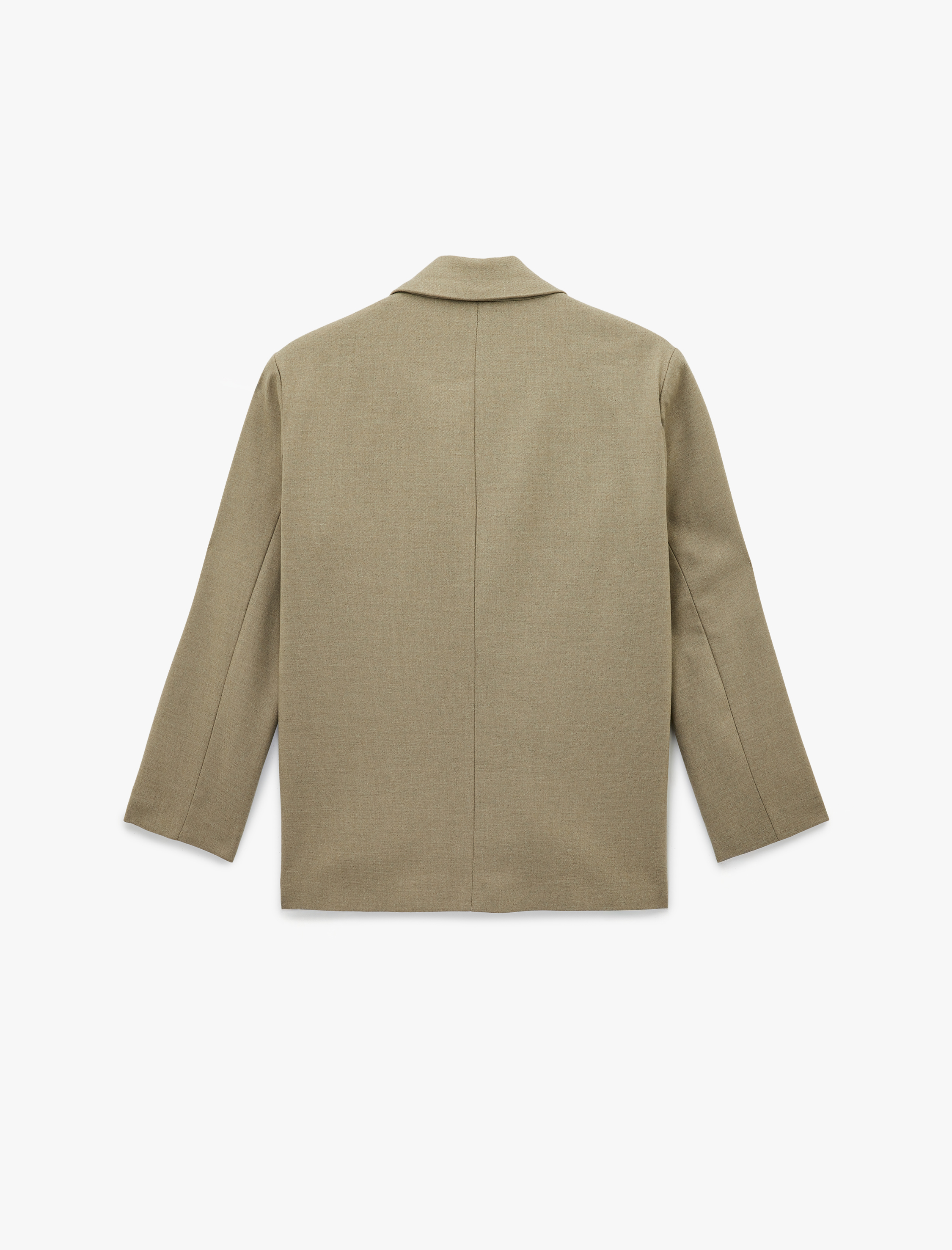   Uzun Kollu Viskon Karışımlı Düğmeli Cepli Kruvaze Yaka Blazer Ceket