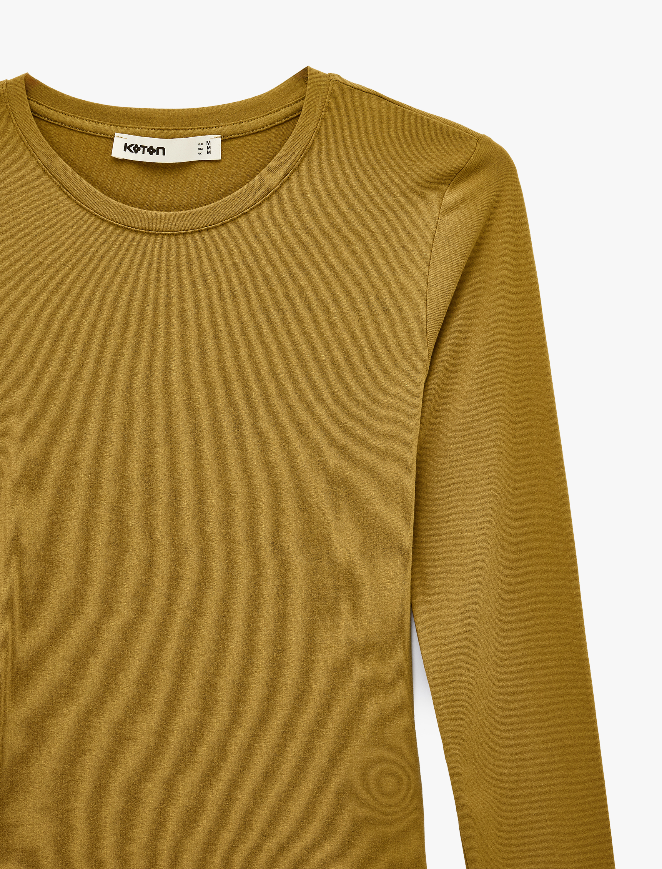   Slim Fit Pamuklu Uzun Kollu Bisiklet Yaka Tişört