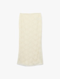 Yırtmaçlı A Kesim Dantel Midi Etek