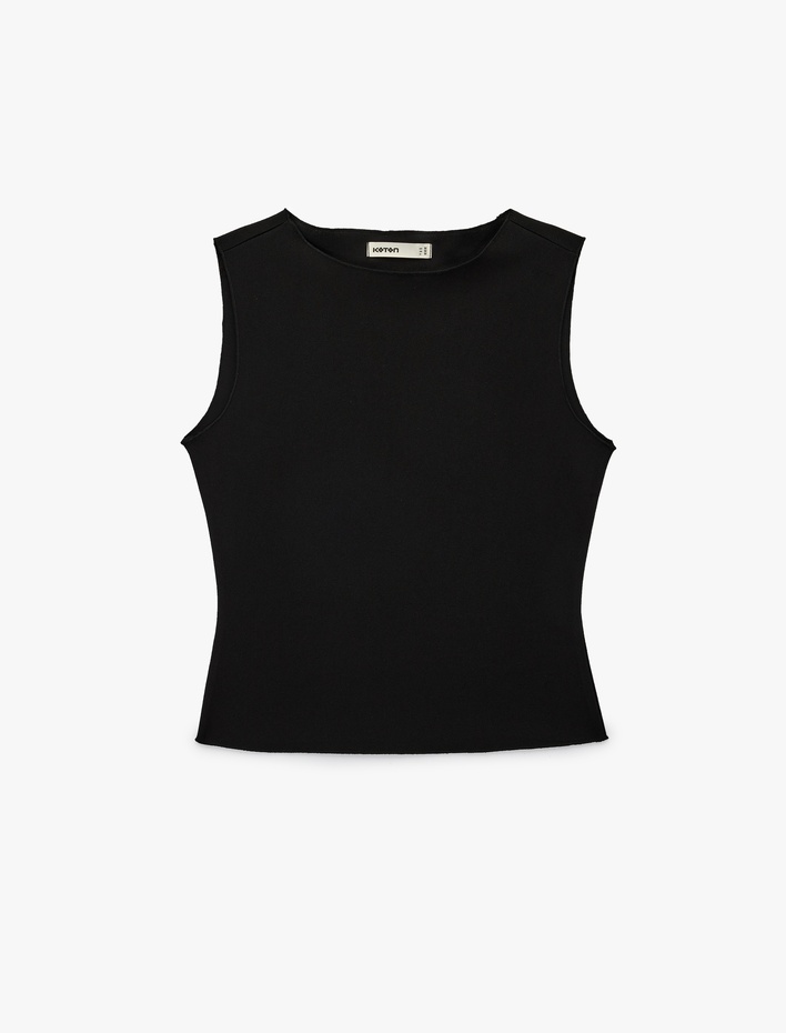  Krep Scuba Slim Fit Bisiklet Yaka Kolsuz Bluz