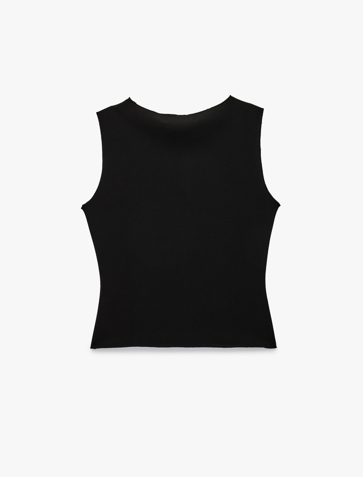  Krep Scuba Slim Fit Bisiklet Yaka Kolsuz Bluz