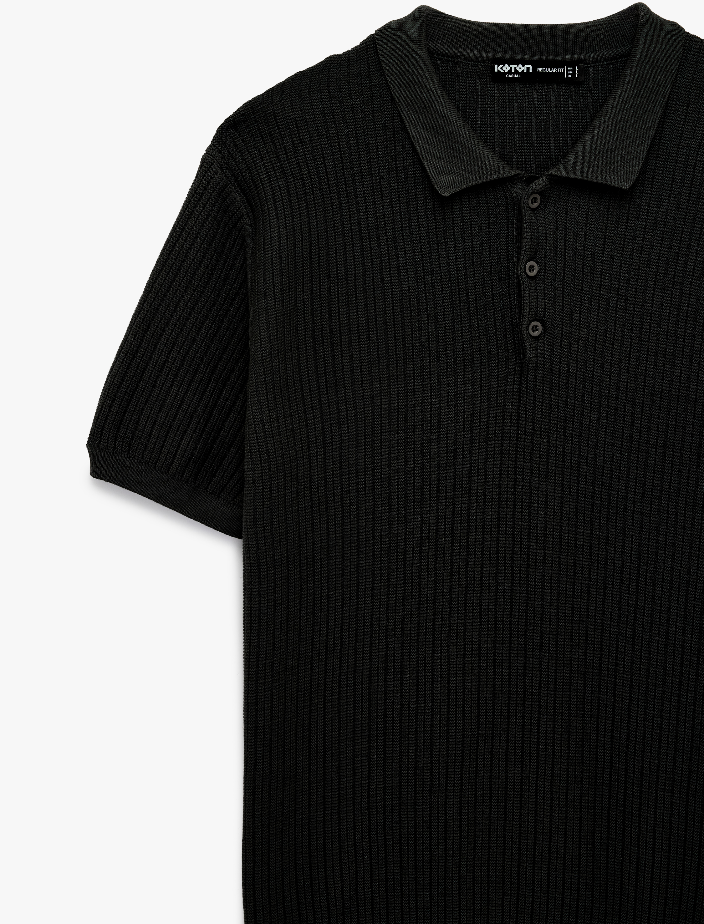   Regular Fit Dokulu Pamuklu Düğmeli Polo Yaka Kısa Kollu Triko Tişört