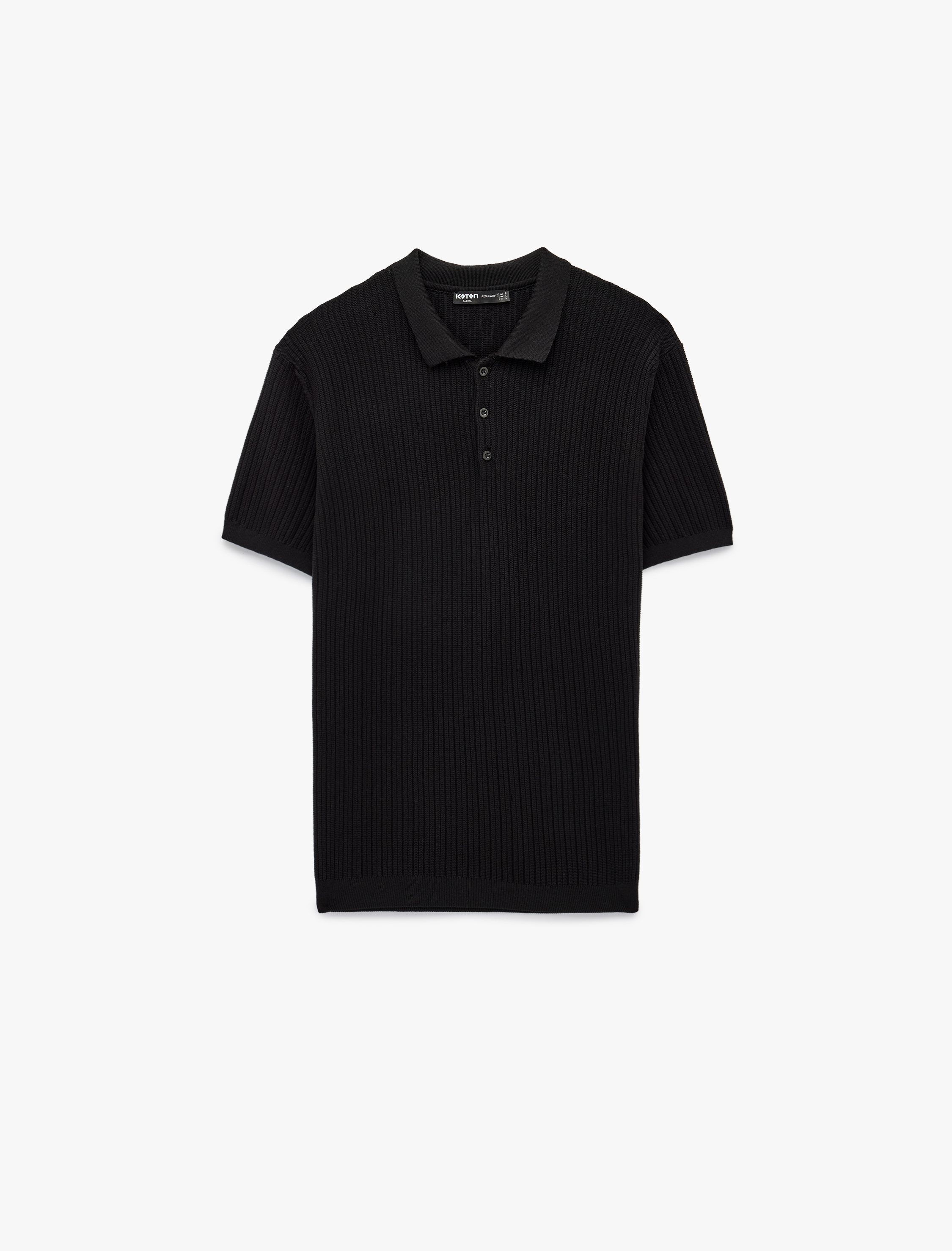   Regular Fit Dokulu Pamuklu Düğmeli Polo Yaka Kısa Kollu Triko Tişört