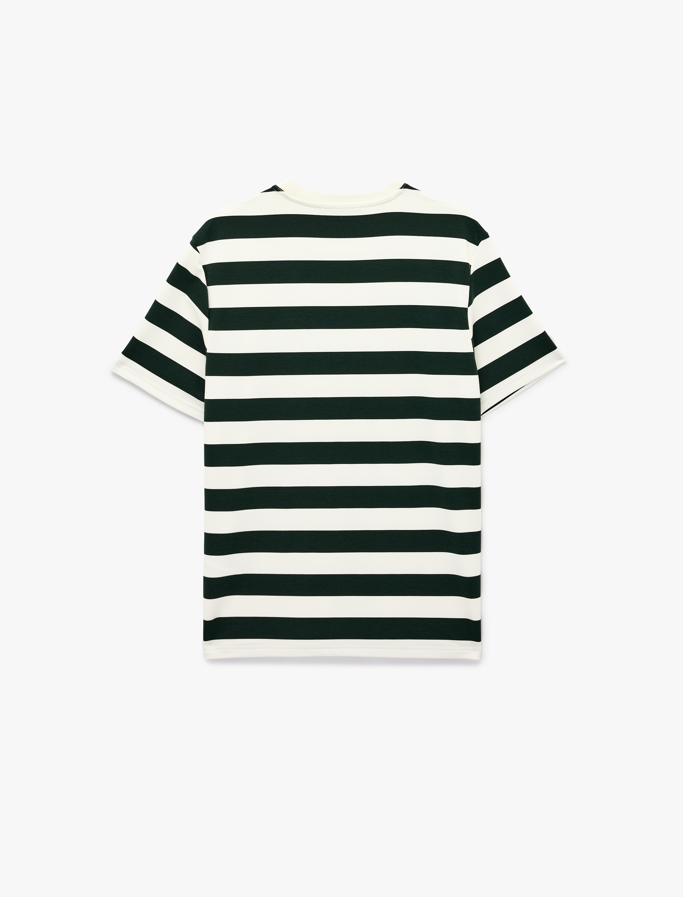   Regular Fit Viskon Karışımlı Kısa Kollu Bisiklet Yaka Çizgili Tişört