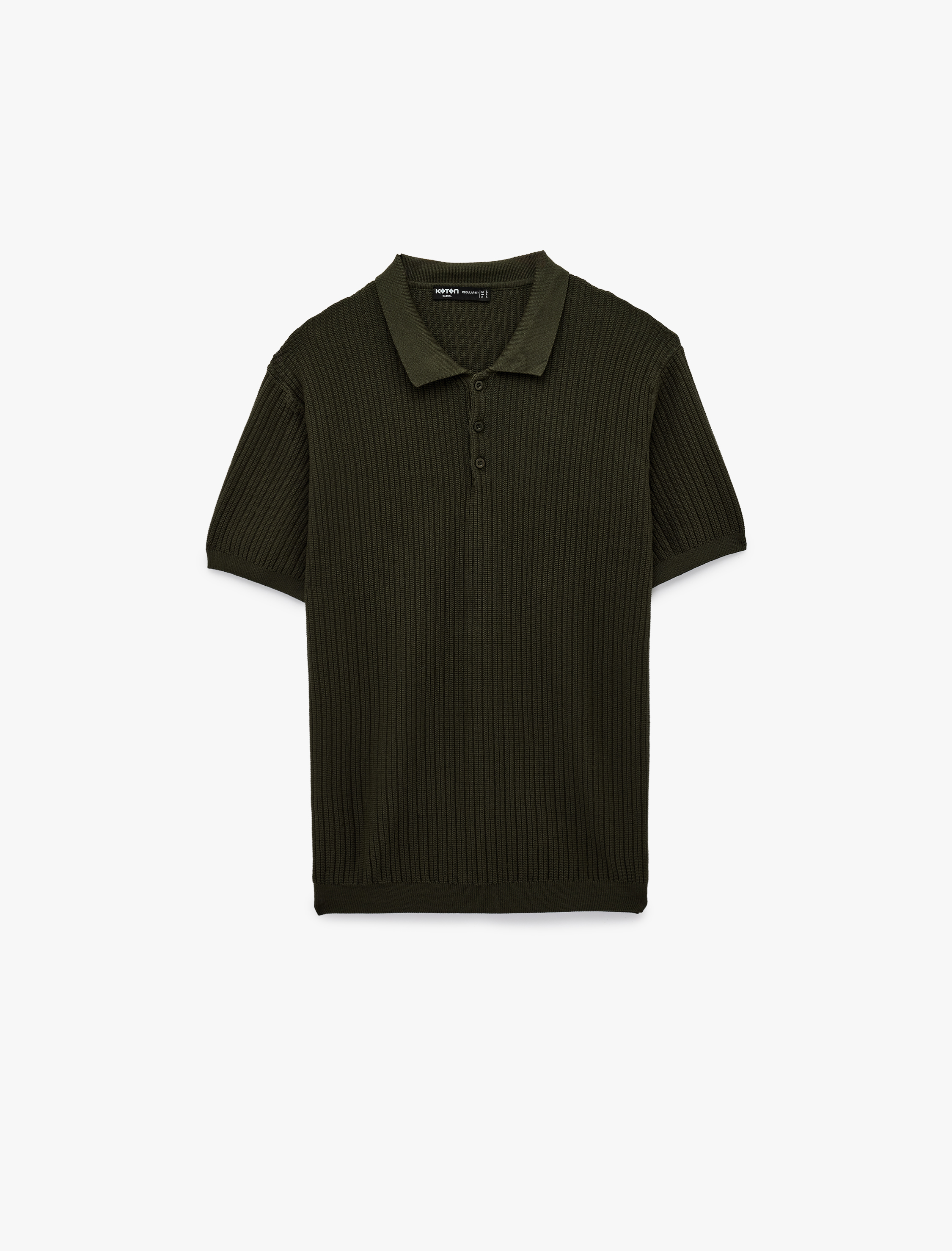   Regular Fit Dokulu Pamuklu Düğmeli Polo Yaka Kısa Kollu Triko Tişört