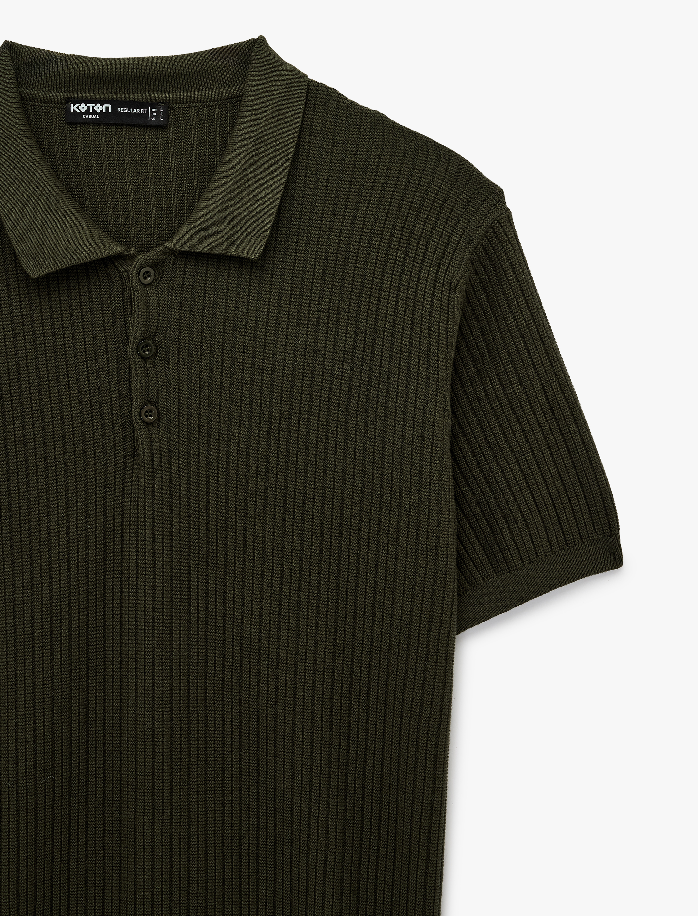   Regular Fit Dokulu Pamuklu Düğmeli Polo Yaka Kısa Kollu Triko Tişört