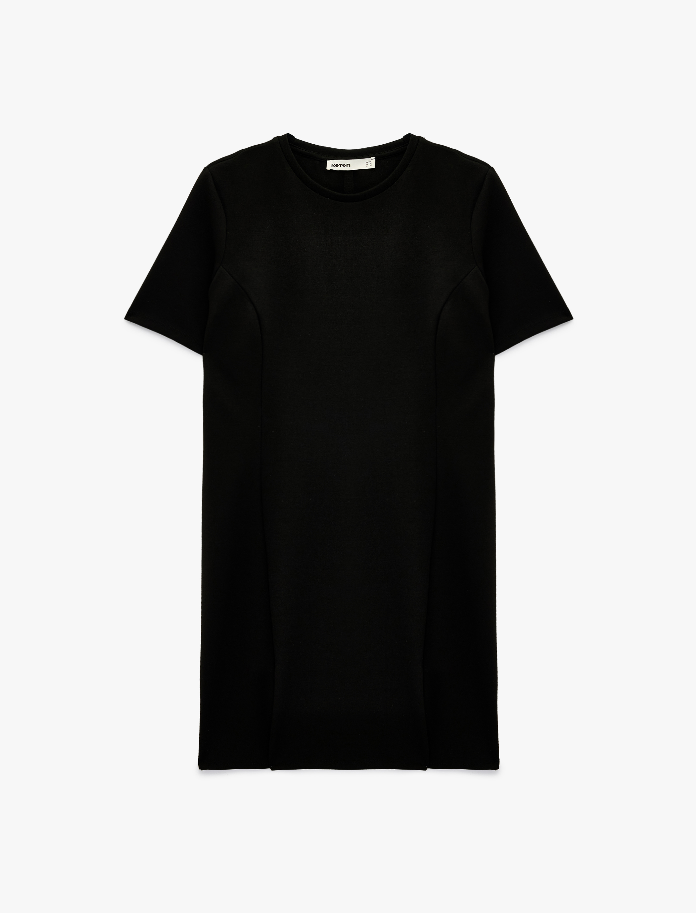   Düşük Omuz Kısa Kollu Bisiklet Yaka Tişört Elbise