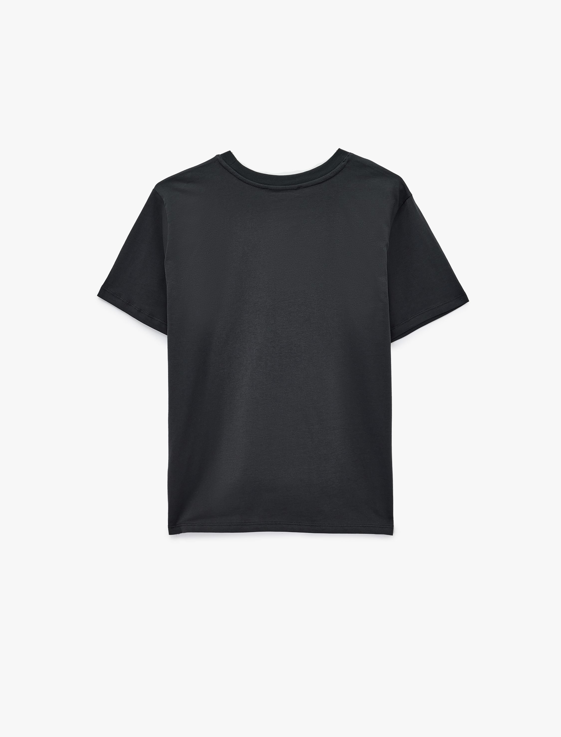   Pamuklu Kısa Kollu Bisiklet Yaka Taşlı Yıldız Baskılı Tişört