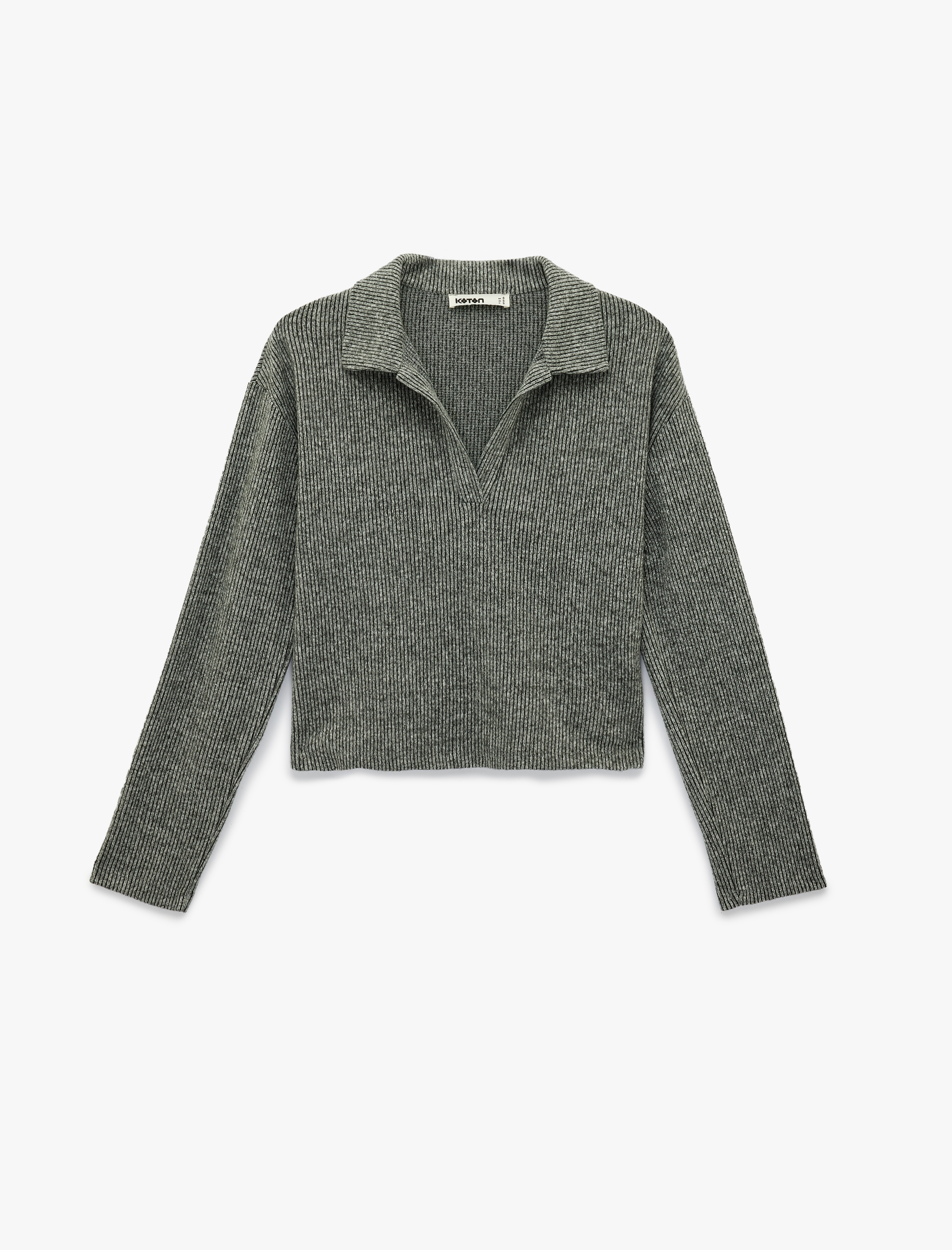   Uzun Kollu Polo Yaka Fitilli Tişört