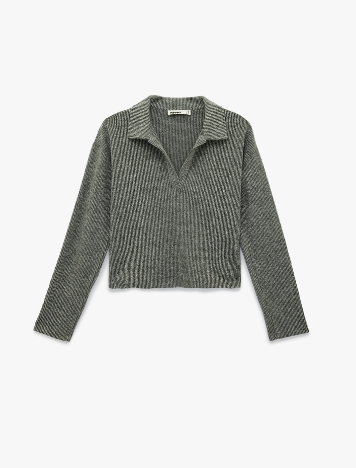  Uzun Kollu Polo Yaka Fitilli Tişört