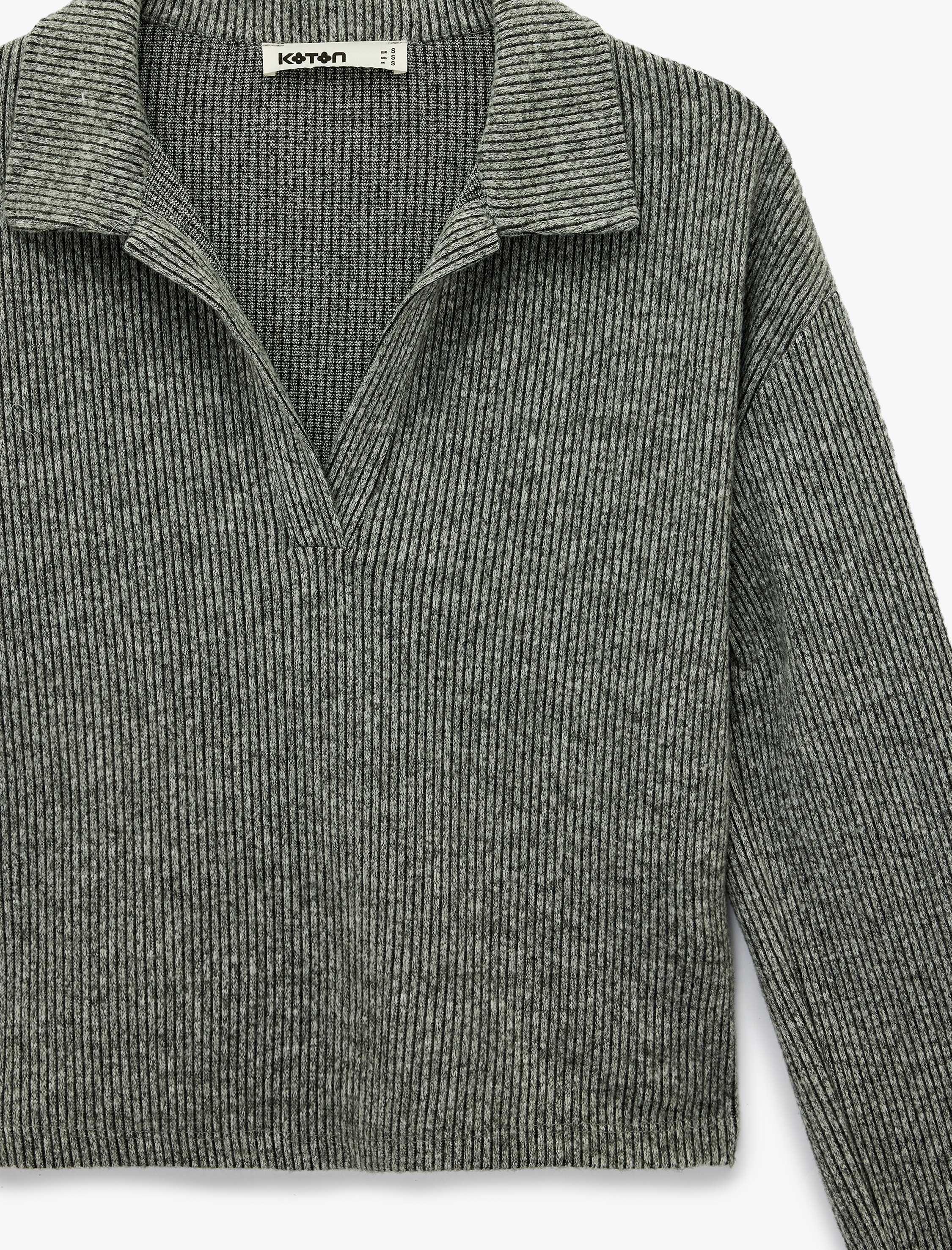   Uzun Kollu Polo Yaka Fitilli Tişört