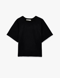 Kısa Yarasa Kollu Bisiklet Yaka Tişört