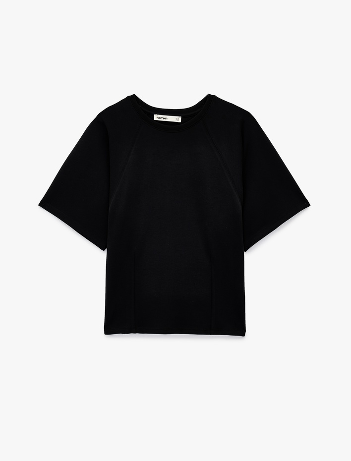  Kısa Yarasa Kollu Bisiklet Yaka Tişört