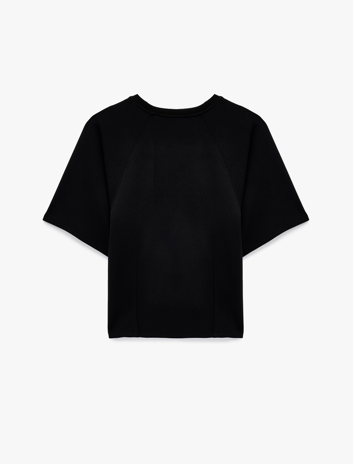  Kısa Yarasa Kollu Bisiklet Yaka Tişört