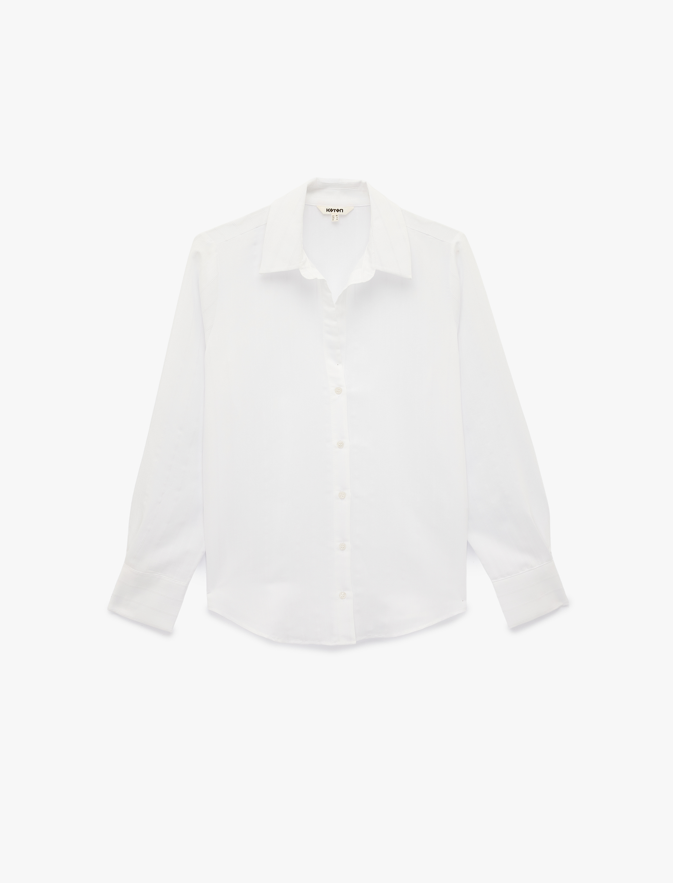   Viskon Karışımlı Regular Fit Uzun Kollu Kaçık Yaka Gömlek