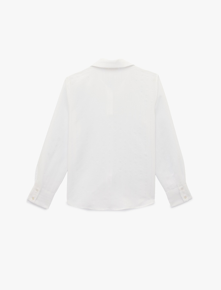  Viskon Karışımlı Regular Fit Uzun Kollu Kaçık Yaka Gömlek