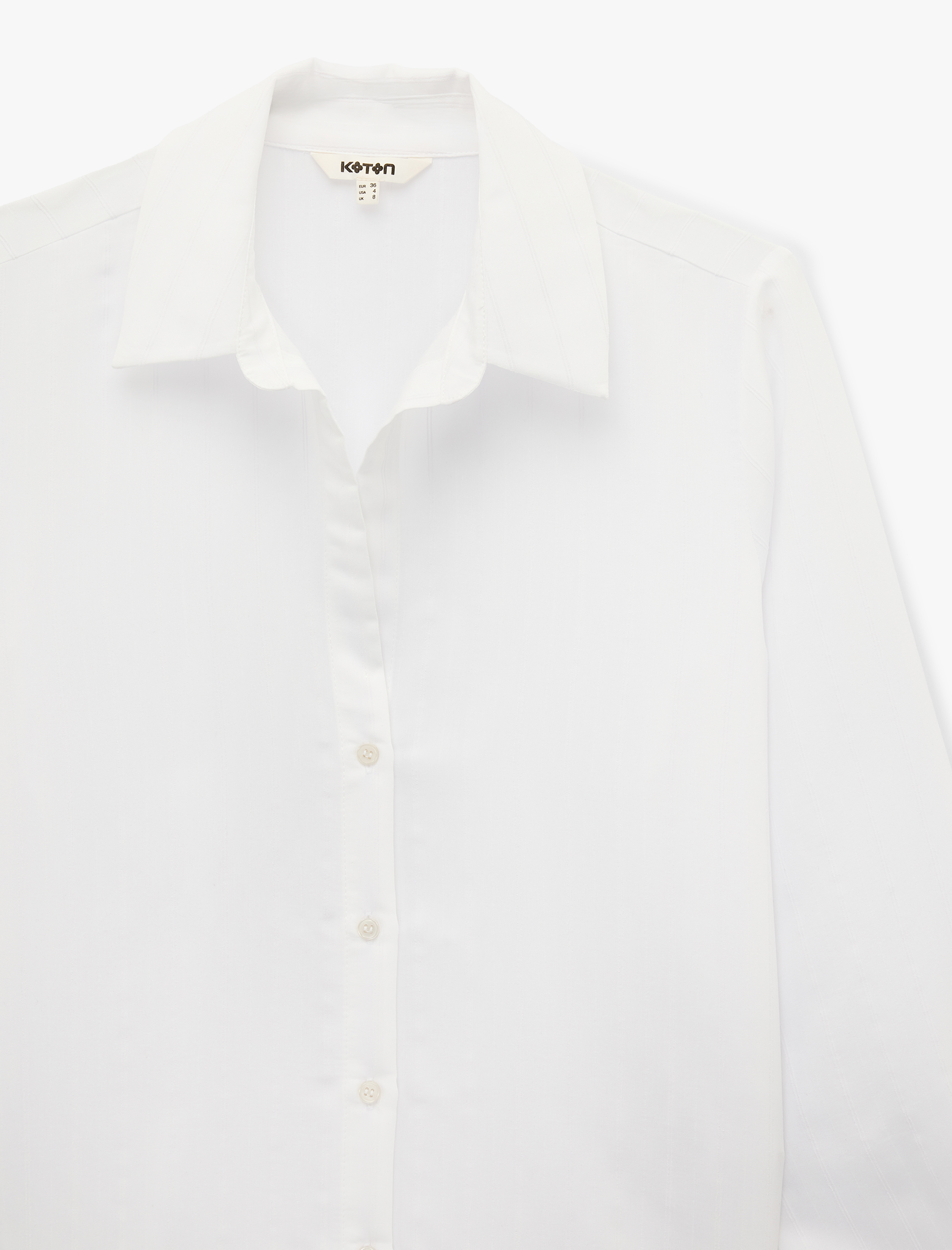   Viskon Karışımlı Regular Fit Uzun Kollu Kaçık Yaka Gömlek