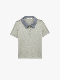 Viskon Karışımlı Slim Fit Kısa Kollu Polo Yaka Tişört