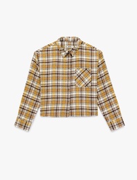 Uzun Kollu Klasik Yaka Düğmeli Cep Detaylı Ekoseli Oduncu Gömleği