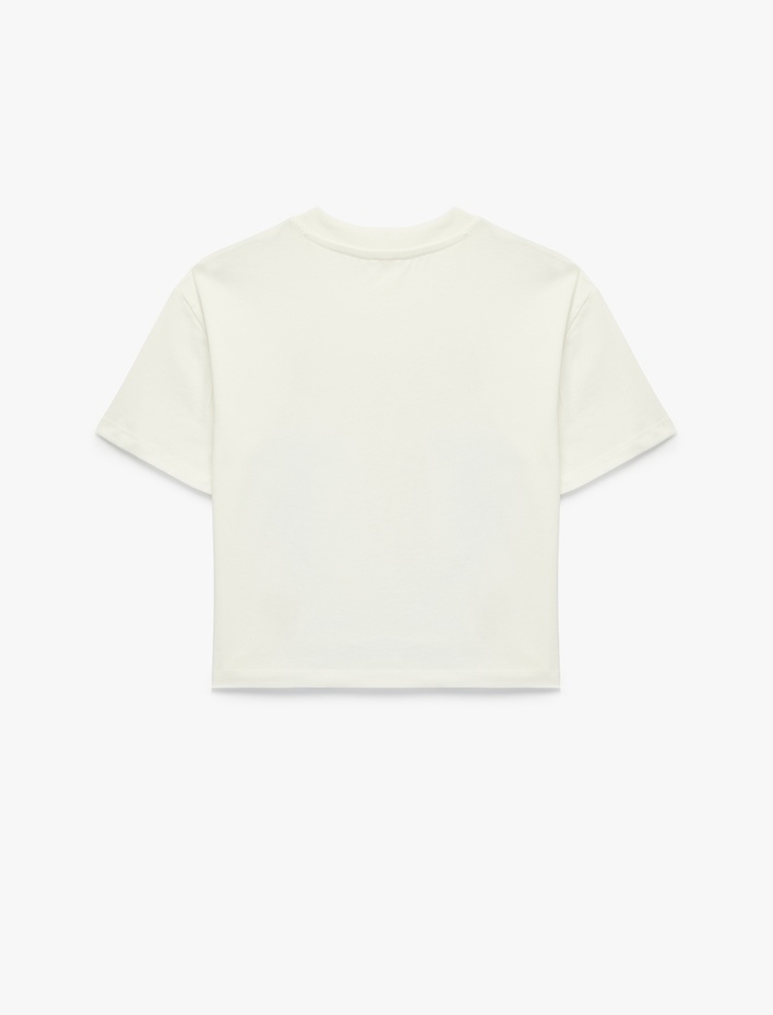 Kız Çocuk Pullu Payetli Kısa Kollu Bisiklet Yaka Pamuklu Tişört