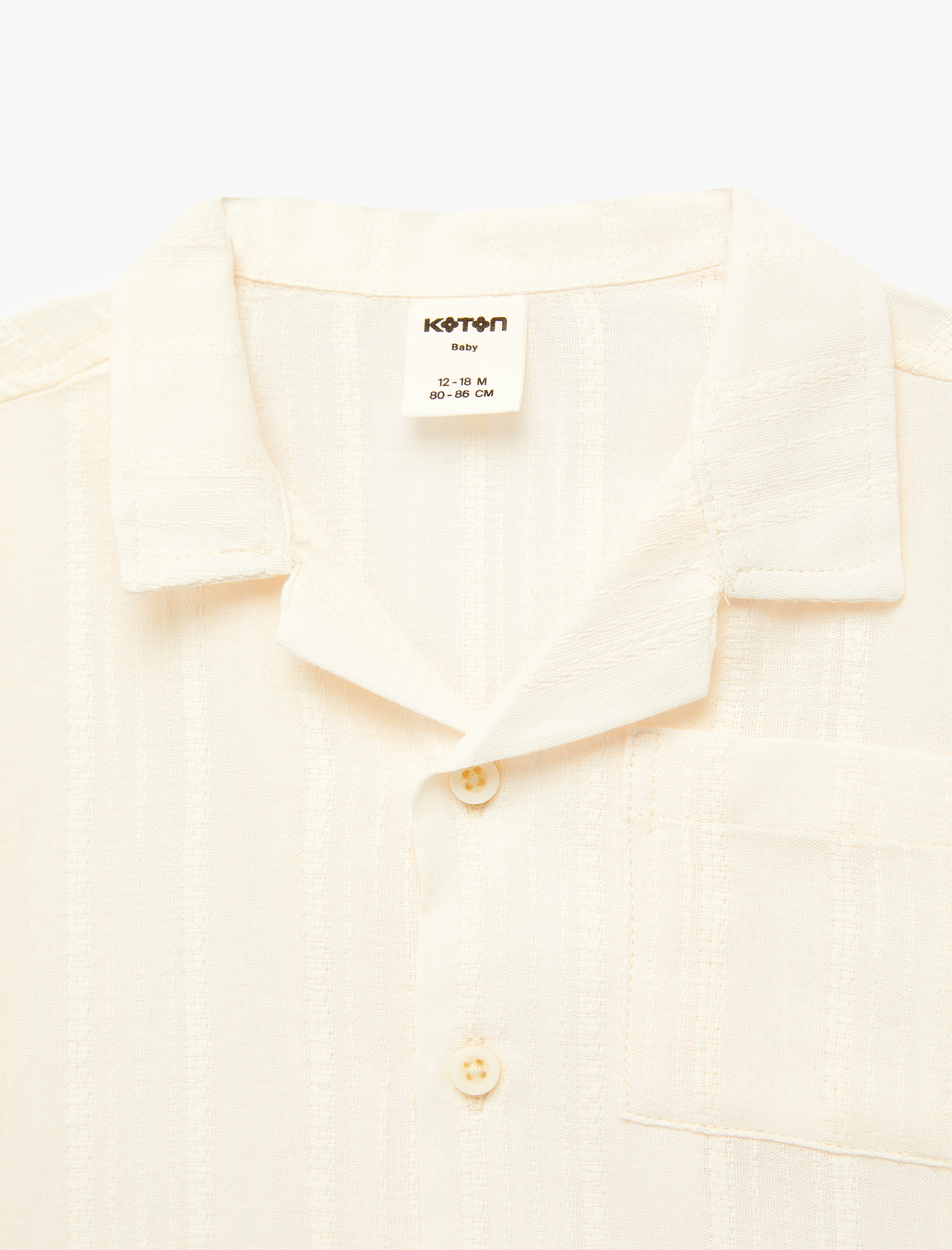  Erkek Bebek Pamuk ve Viskon Karışımlı Düğmeli Devrik Yaka Kısa Kollu Gömlek