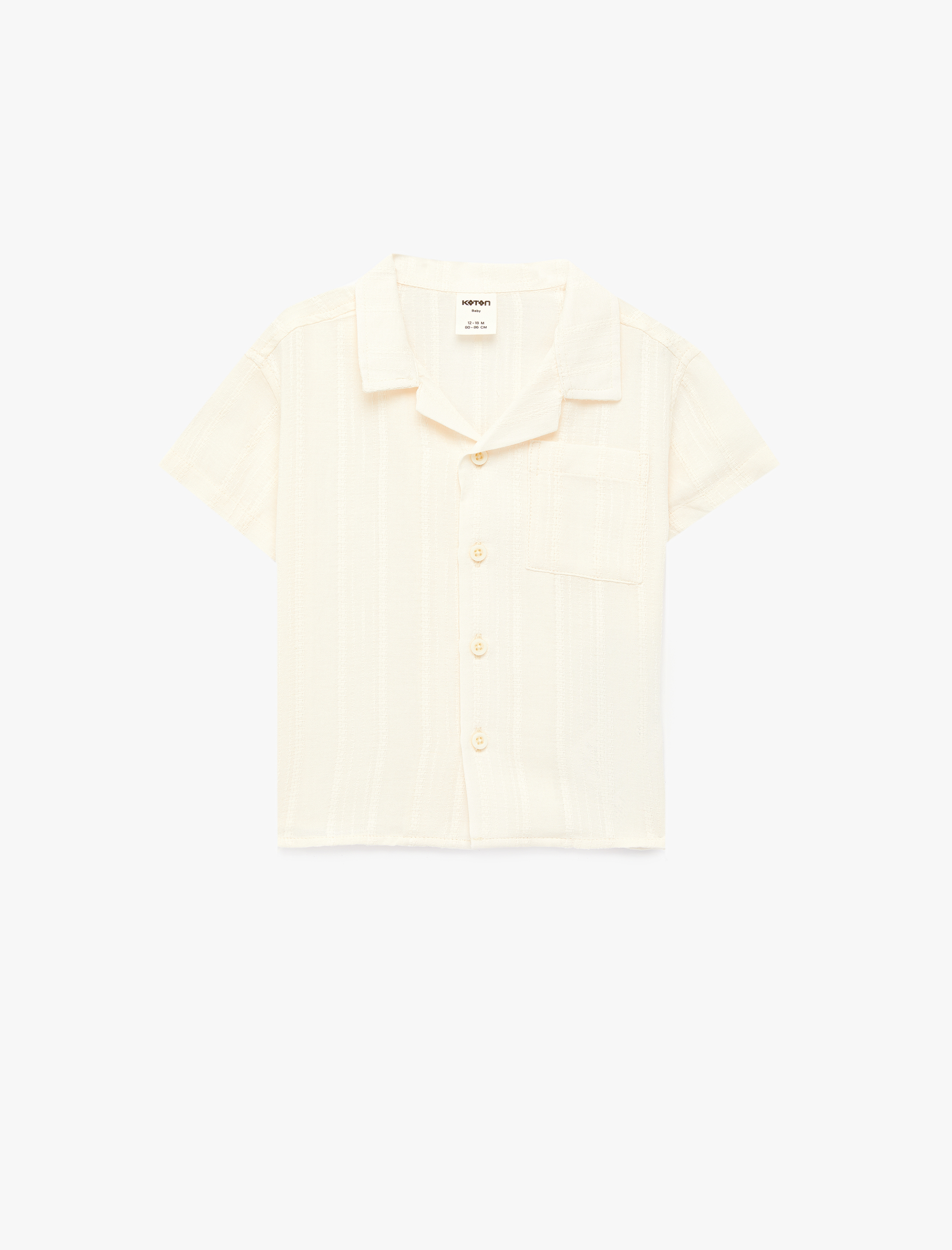  Erkek Bebek Pamuk ve Viskon Karışımlı Düğmeli Devrik Yaka Kısa Kollu Gömlek